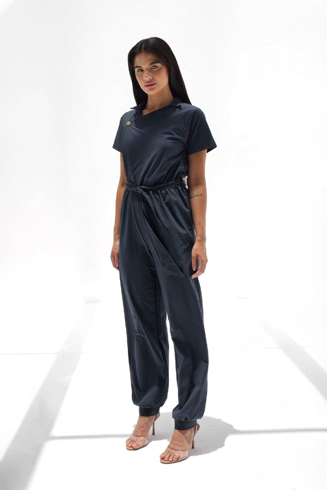 Amelia Boilersuit with Silk Scarf Detail