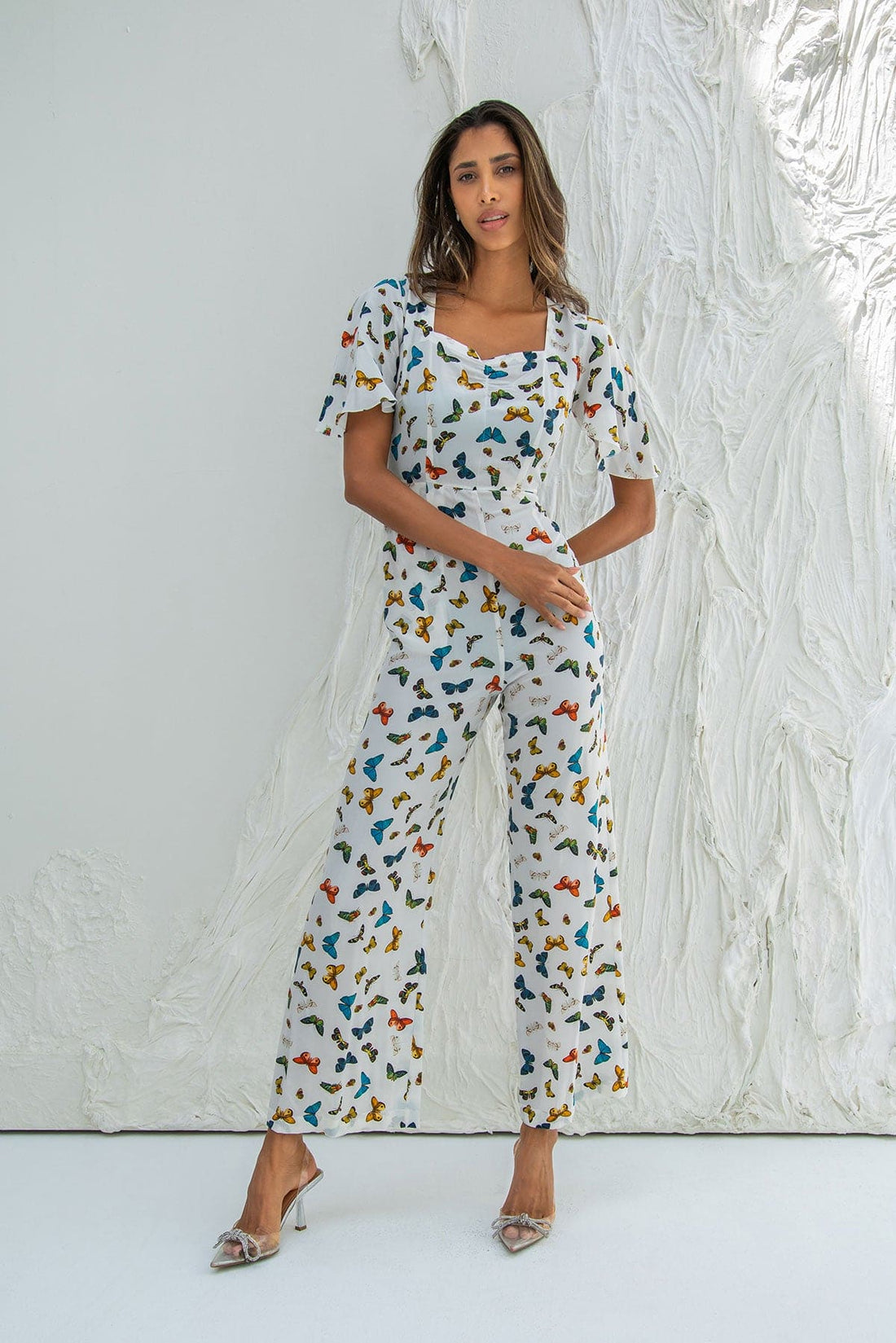 Butterfly Print, Sweetheart Neckline Winona Jumpsuit