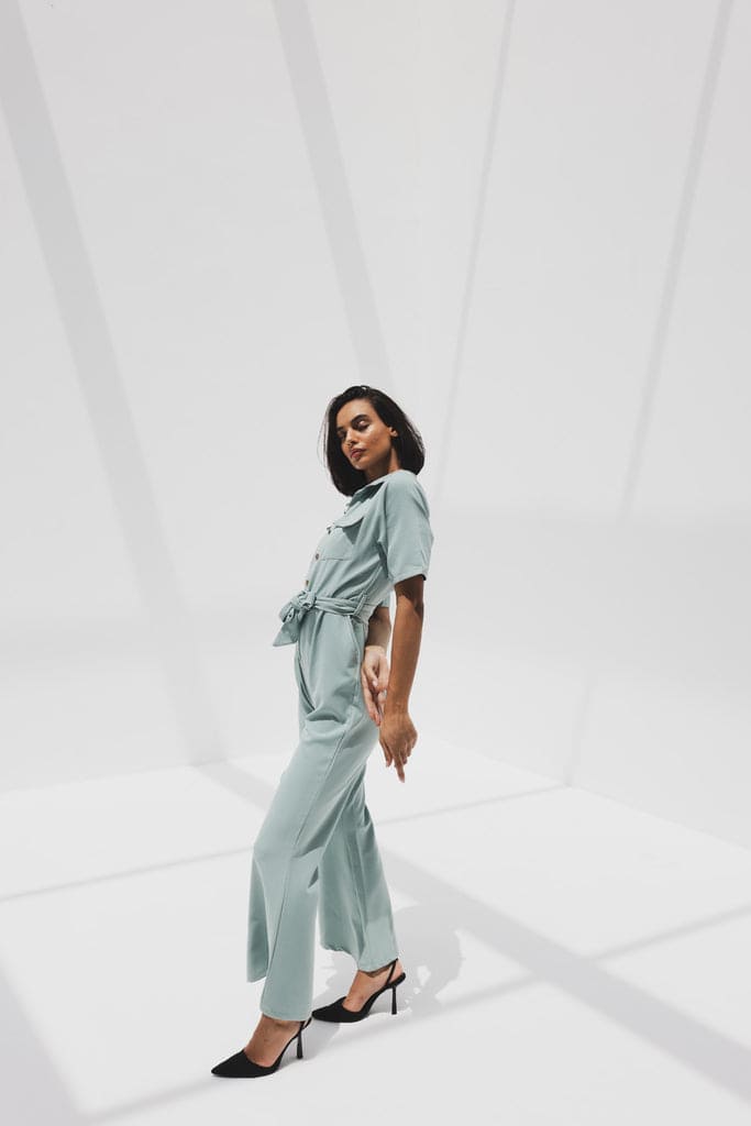 Button Down, Flared Pants Unique Andrea Boilersuit
